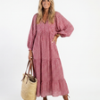 Arlette | Geometric Print Long Sleeve Midi Dress