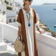 Calindra | Short Sleeve Colour Block Relaxed Maxi Dress