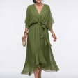 Elysia | Midi Dress with V-Neck and Draped Waist