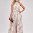 Guinevere | Midi Dress with Flowing Floral Print Skirt