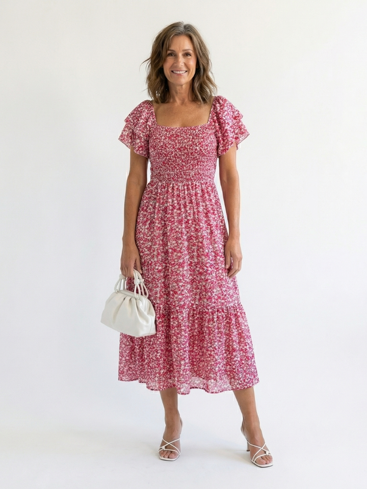 Odette | Floral Off-Shoulder Smocked Midi Dress