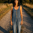 Clementina | Rooster Print Relaxed Wide-Leg Jumpsuit in Navy