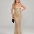Sirea™ Sequin Sleeveless Sheer Panel Midi Dress