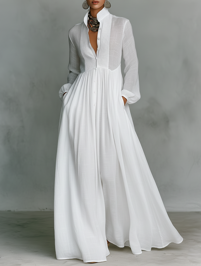 Selena | Flowing Maxi Dress with Elegant Front Buttons