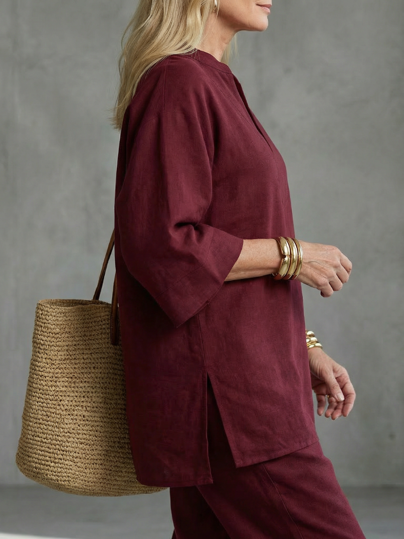 Brielle | V-Neck Short Sleeve Tiered Midi Dress