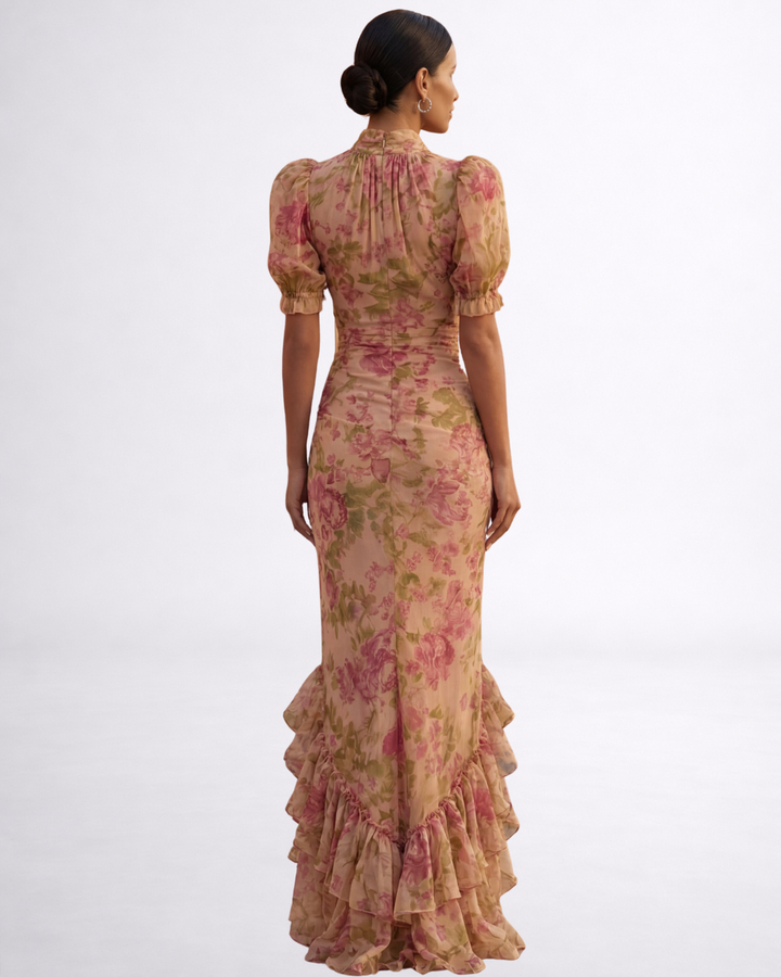 Rosario | Elegant Floral Chiffon Maxi Dress