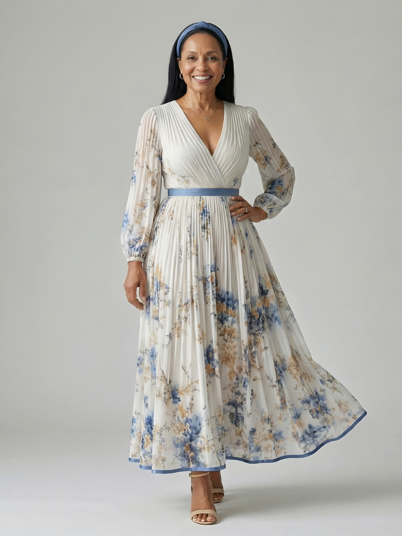 Rielle | Midi Dress with Pleated Wrap Design
