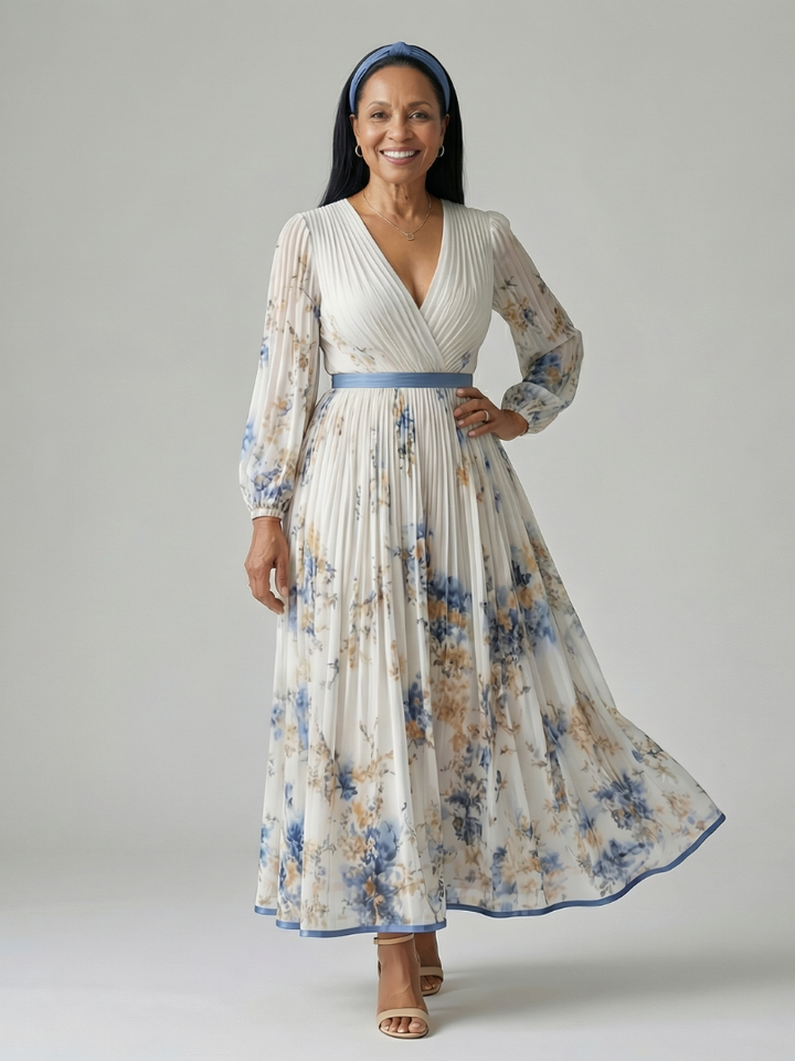 Rielle | Midi Dress with Pleated Wrap Design