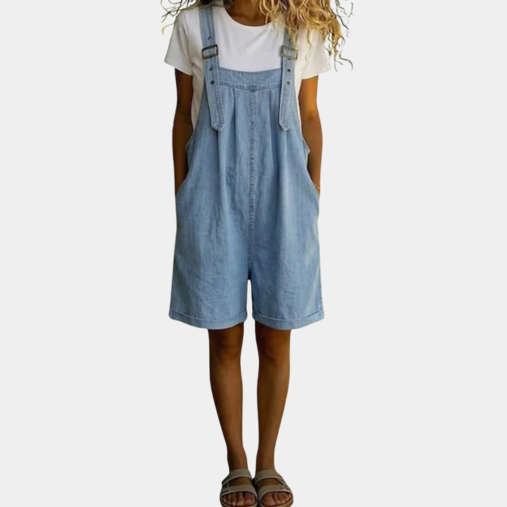 Saylor | Soft Denim Dungarees in Light Blue Vintage Wash