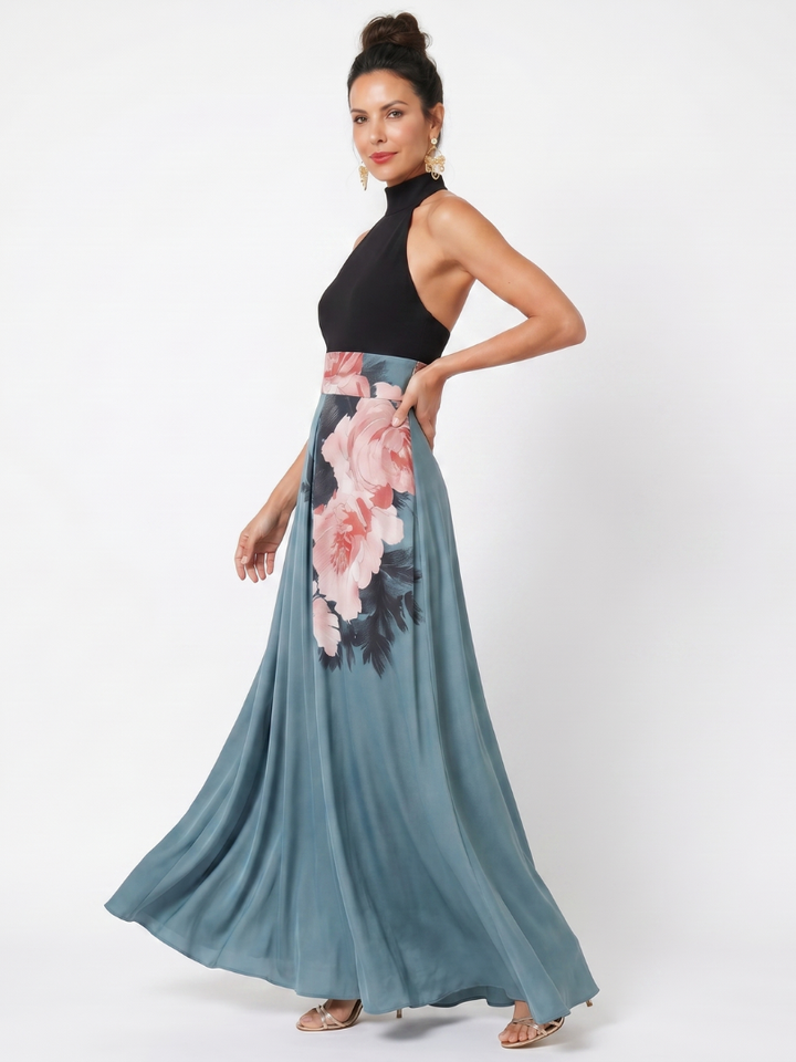 Olympas | Floral Maxi Dress with Halter Neck