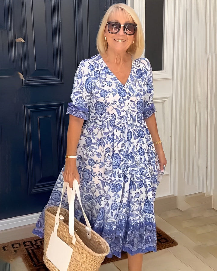 Rocío | Chic Floral Maxi Dress with V-Neck Design