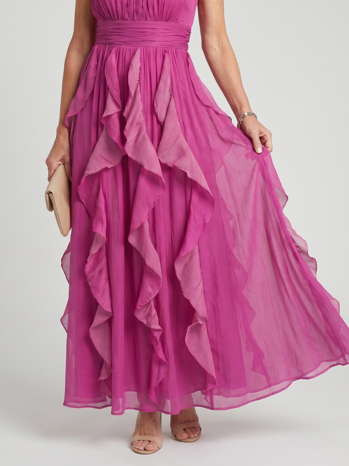 Brielle | V-Neck Short Sleeve Tiered Midi Dress