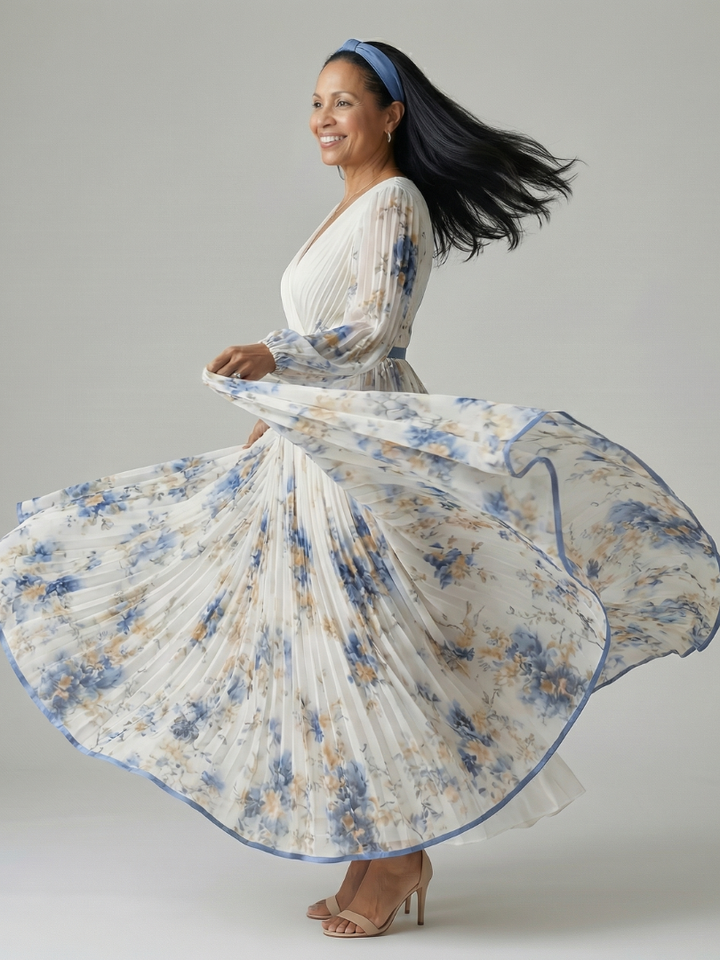 Rielle | Midi Dress with Pleated Wrap Design
