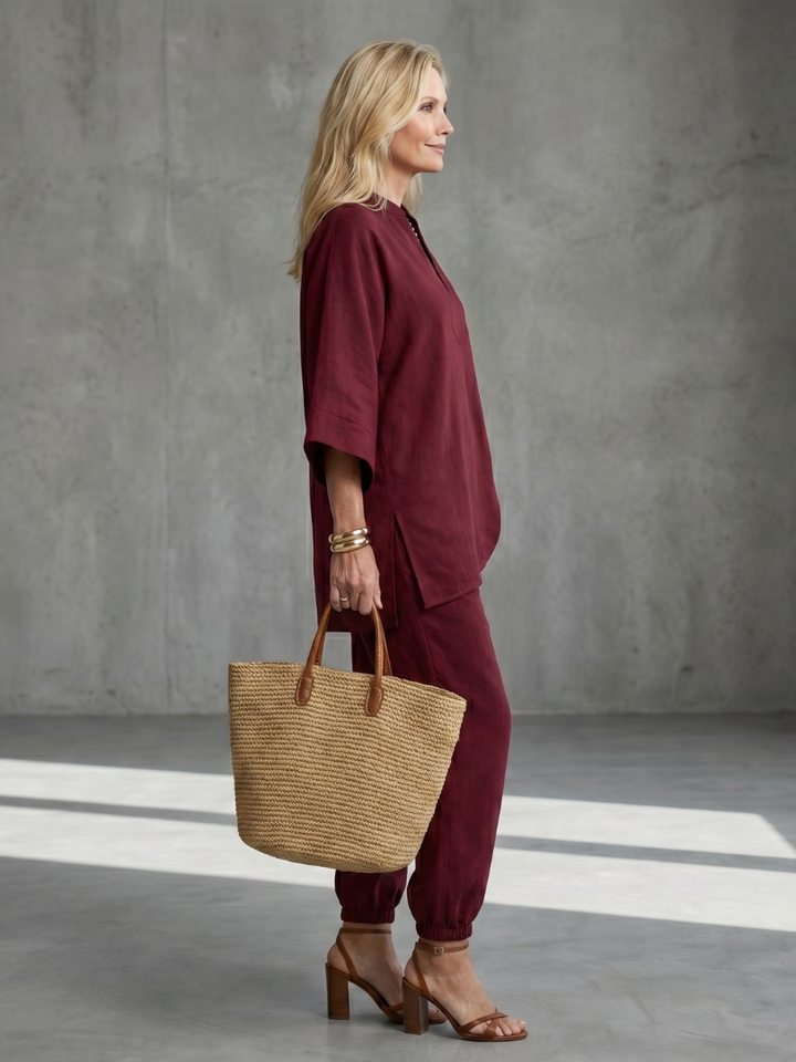 Brielle | V-Neck Short Sleeve Tiered Midi Dress