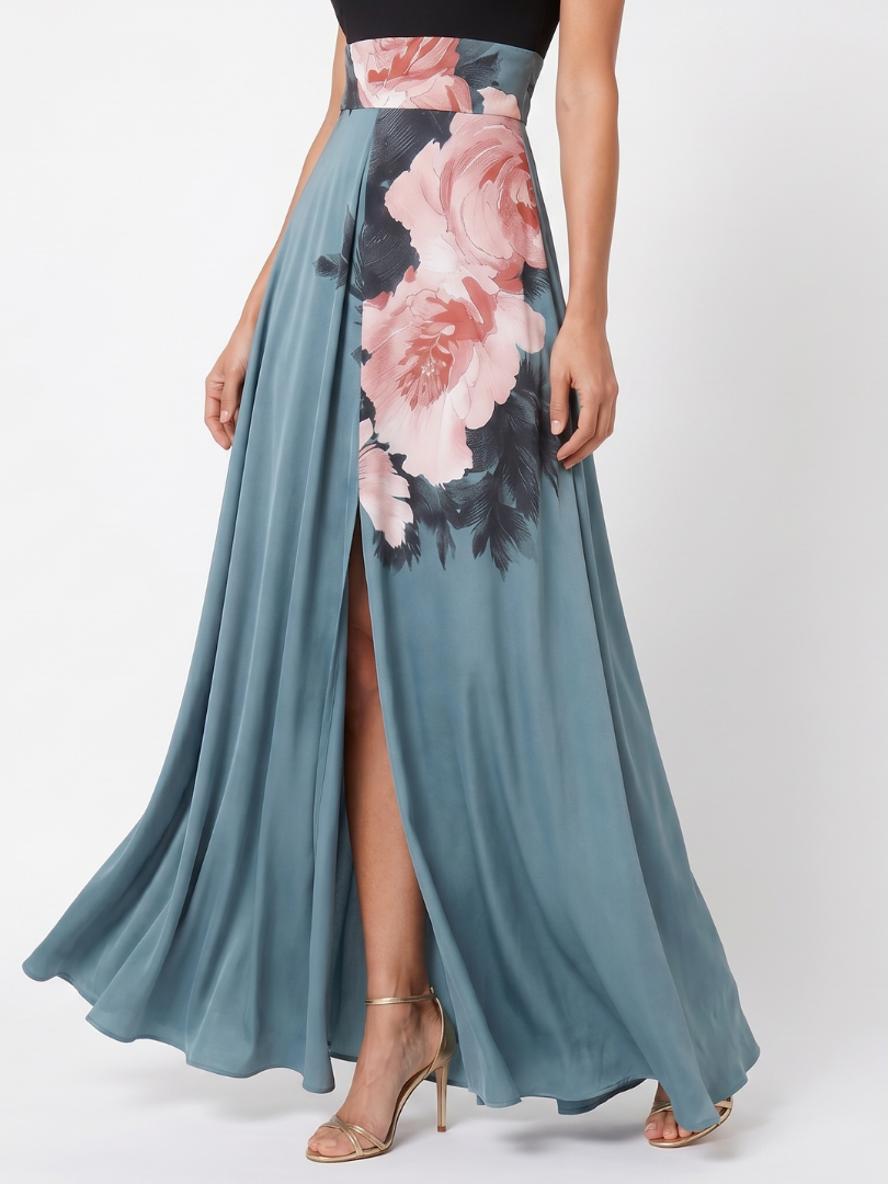 Olympas | Floral Maxi Dress with Halter Neck
