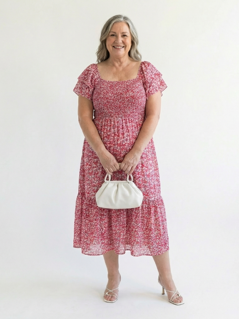 Odette | Floral Off-Shoulder Smocked Midi Dress