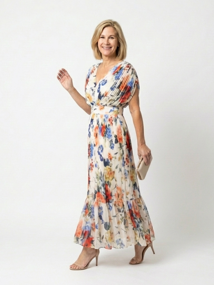 Savannah | Sleeveless Pleated Midi Dress with Short Hem