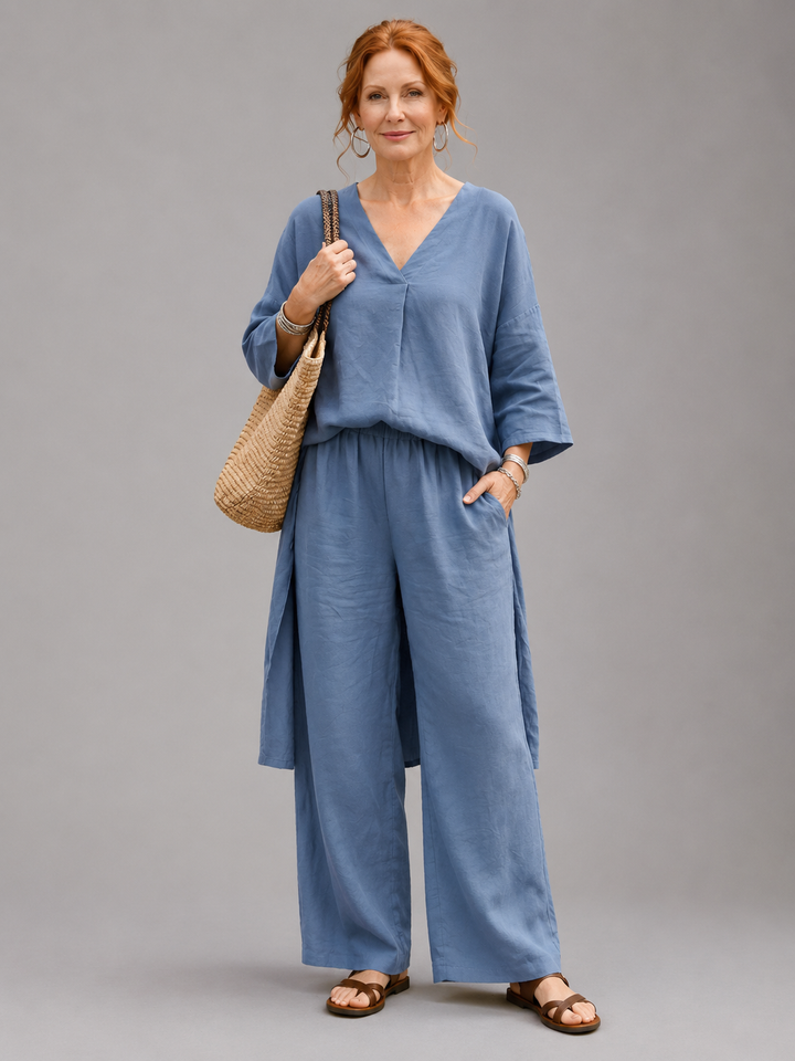 Brielle | V-Neck Short Sleeve Tiered Midi Dress