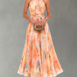 Aurora | Dress with American neckline and watercolour print