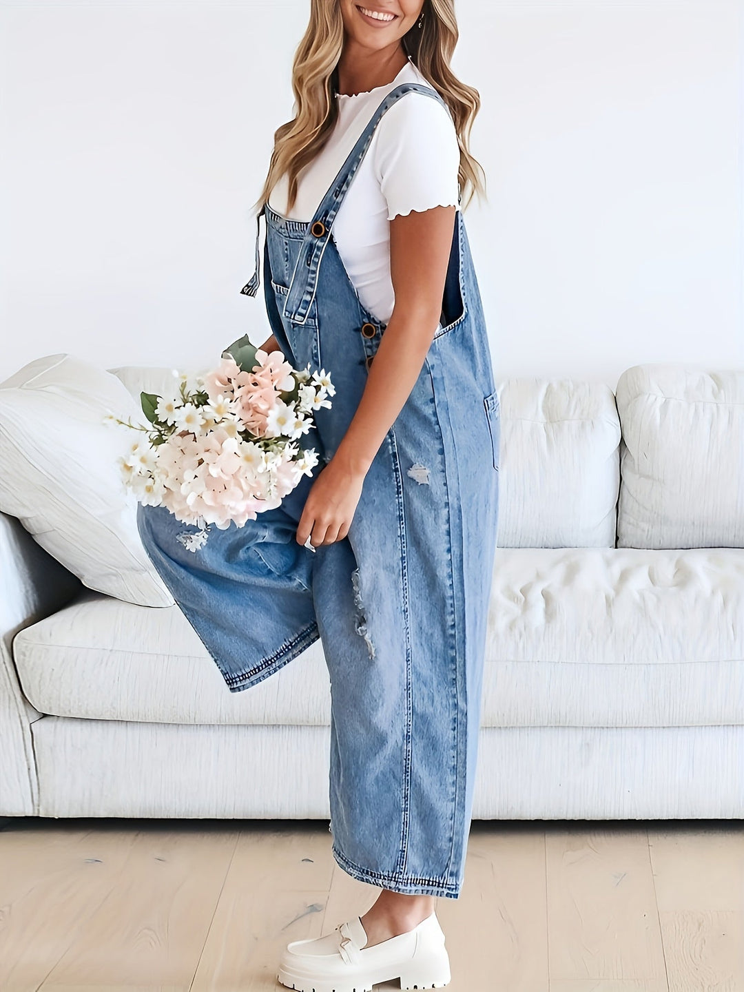 Brooklyn | Loose Denim Bib Overalls