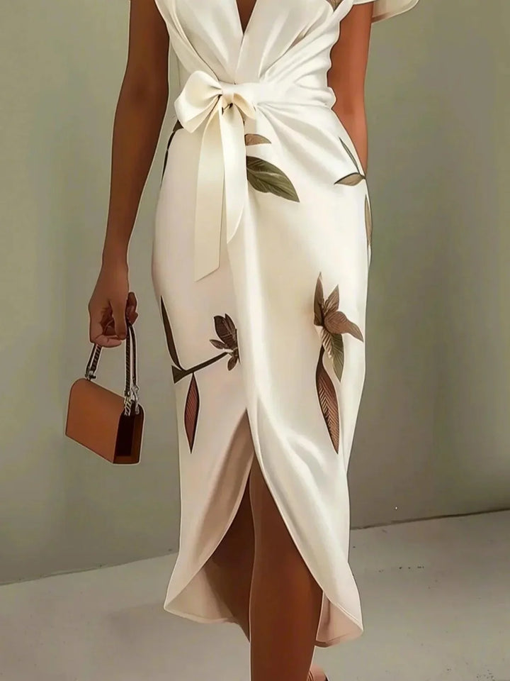 Aura | Satin Botanical Print Dress
