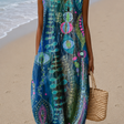 Anna - Women's Sleeveless Printed Beach Midi Dress Loose