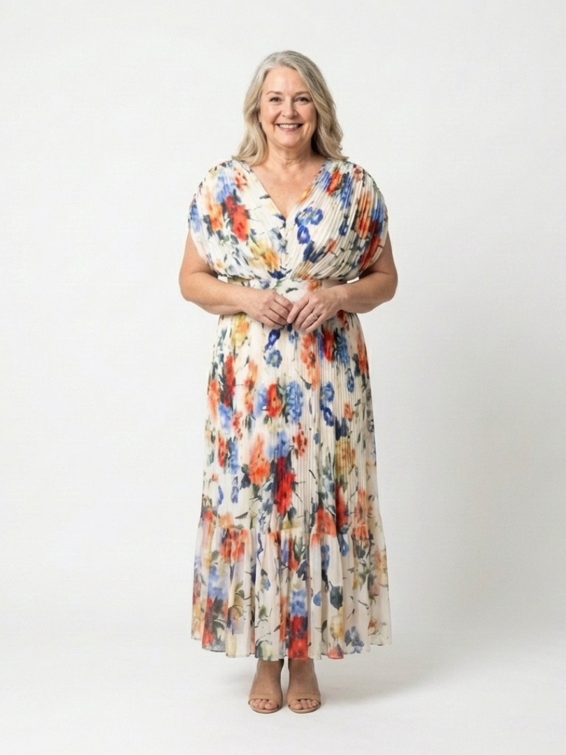Savannah | Sleeveless Pleated Midi Dress with Short Hem