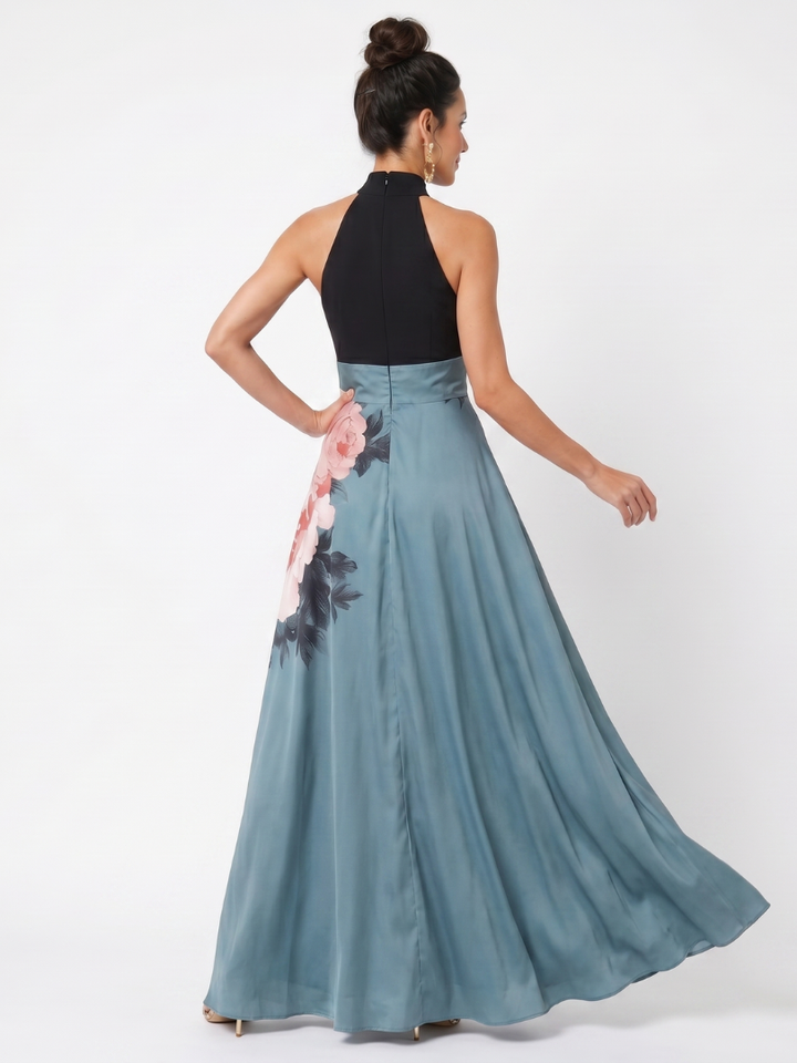 Olympas | Floral Maxi Dress with Halter Neck