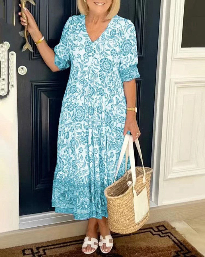 Rocío | Chic Floral Maxi Dress with V-Neck Design