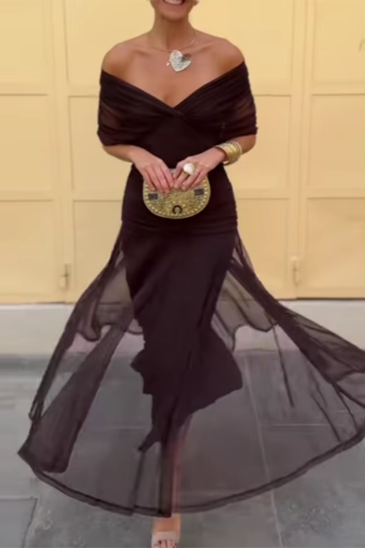 Luisa | Sophisticated V-Neck Long Evening Gown