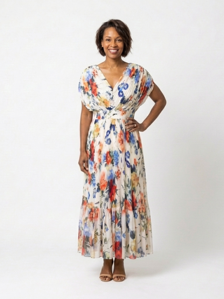 Savannah | Sleeveless Pleated Midi Dress with Short Hem