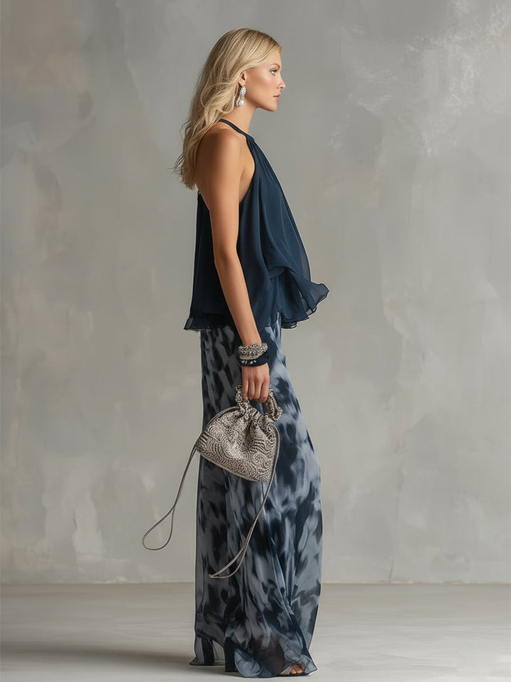 Elise | Elegant and lightweight suit with flowing top and wide trousers