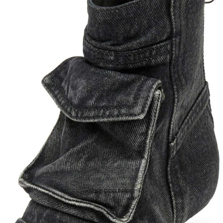 Vega - Premium Denim Cargo Ankle Boots