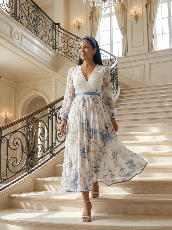 Rielle | Midi Dress with Pleated Wrap Design