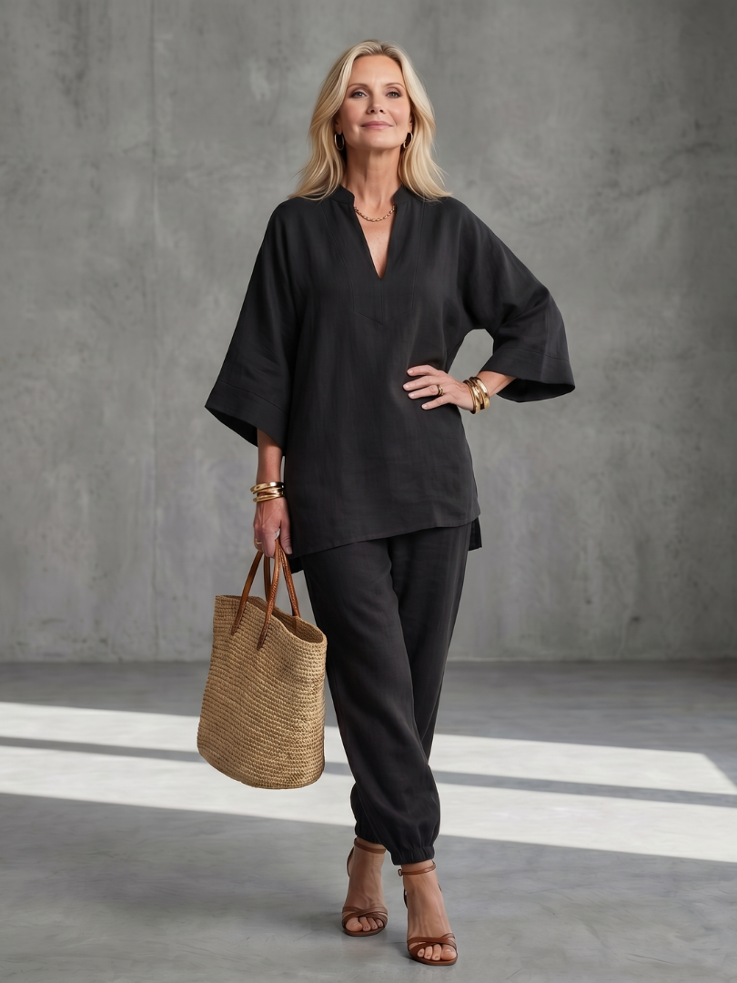 Brielle | V-Neck Short Sleeve Tiered Midi Dress