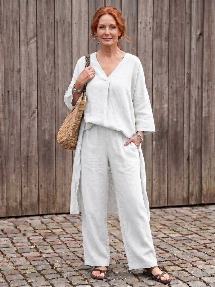 Brielle | V-Neck Short Sleeve Tiered Midi Dress