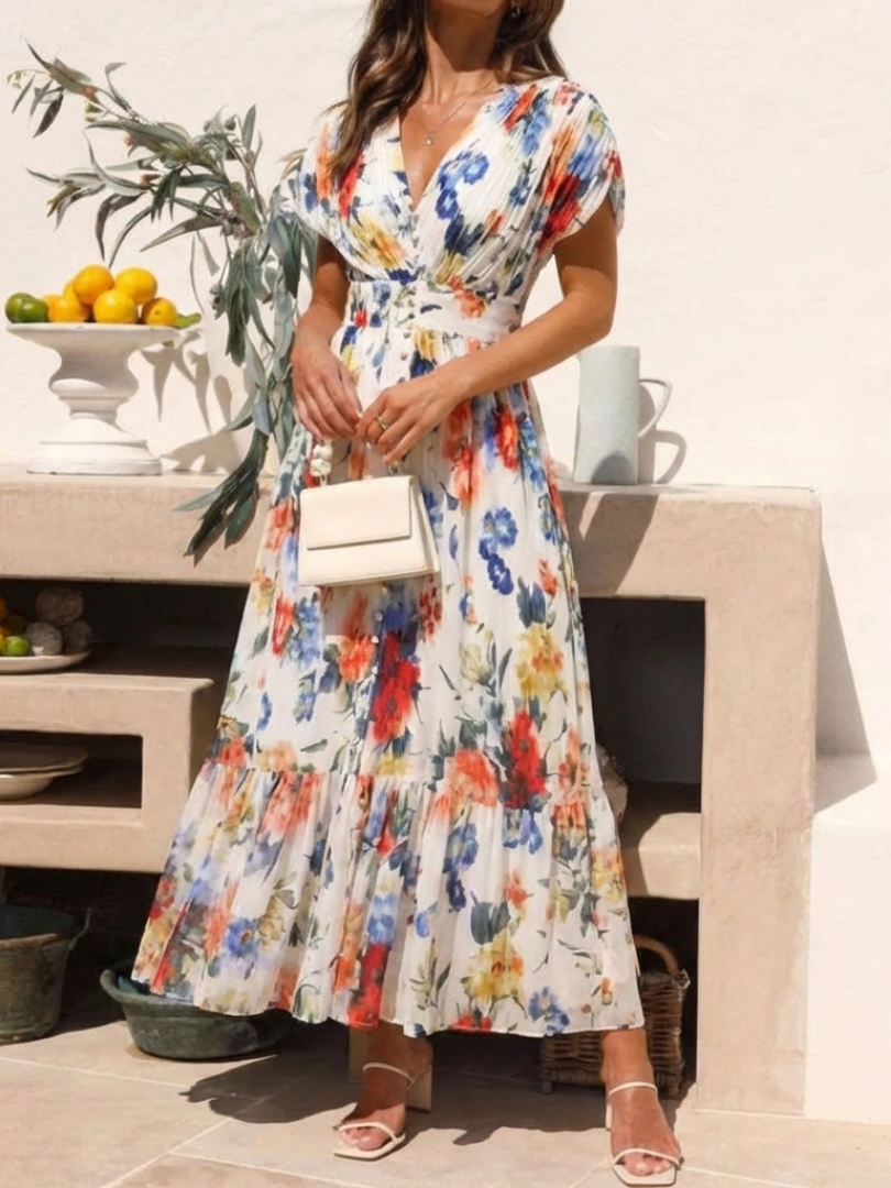 Savannah | Sleeveless Pleated Midi Dress with Short Hem