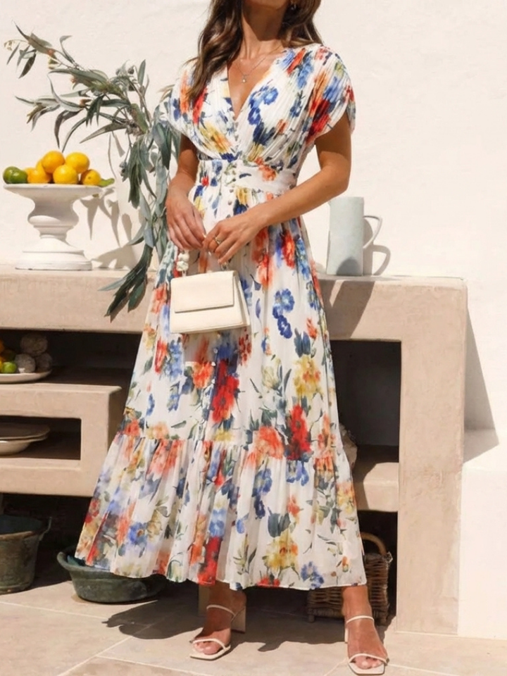Savannah | Sleeveless Pleated Midi Dress with Short Hem