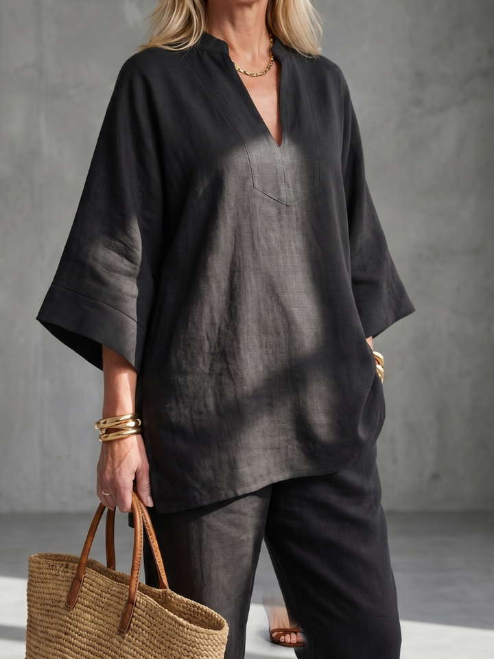 Brielle | V-Neck Short Sleeve Tiered Midi Dress