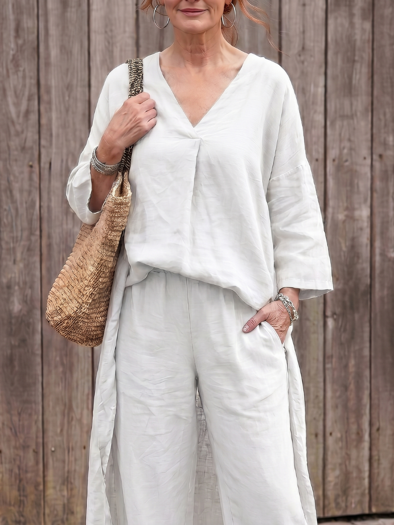 Brielle | V-Neck Short Sleeve Tiered Midi Dress