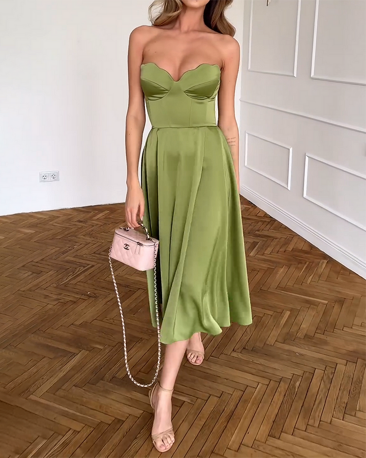 Liora | Chic Strapless Midi Dress