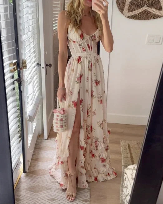 Paola | V-Neck Floral Dress with a Romantic Touch
