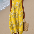 Cameron - Women's Sleeveless Printed Beach Midi Dress Loose