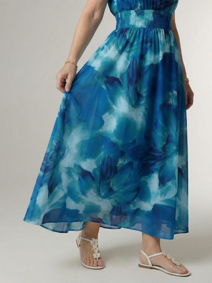 Brielle | V-Neck Short Sleeve Tiered Midi Dress