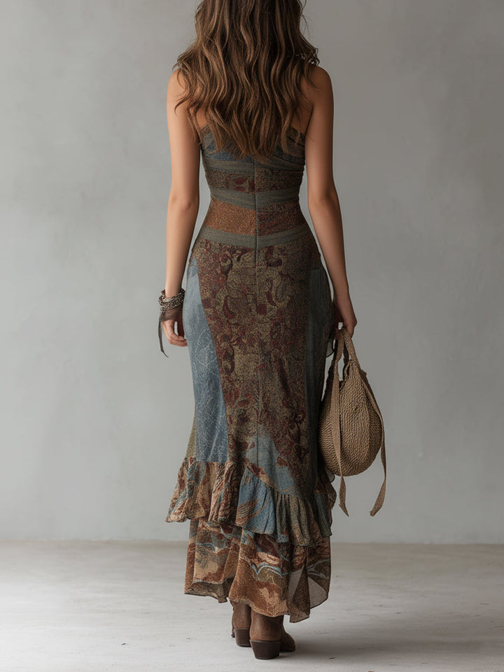 Indie™ | Ethnic Print One-Shoulder Maxi Dress