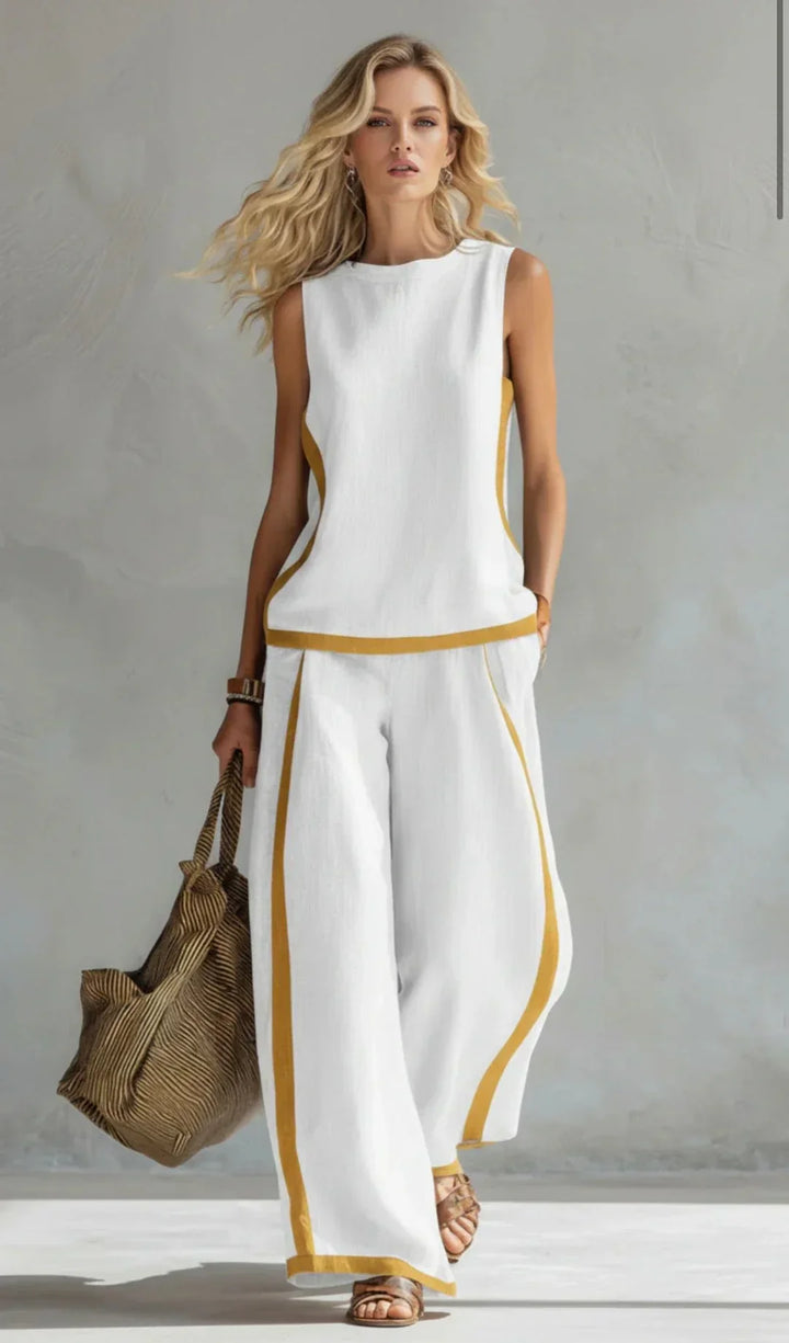 Ursula - Elegant and Casual Set of Waistcoat and Trousers with Bicolour Details