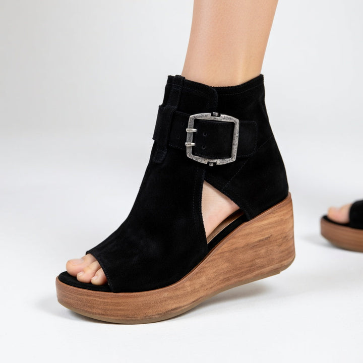 Sofía | Contemporary Open-Toe Wedge Ankle Boots