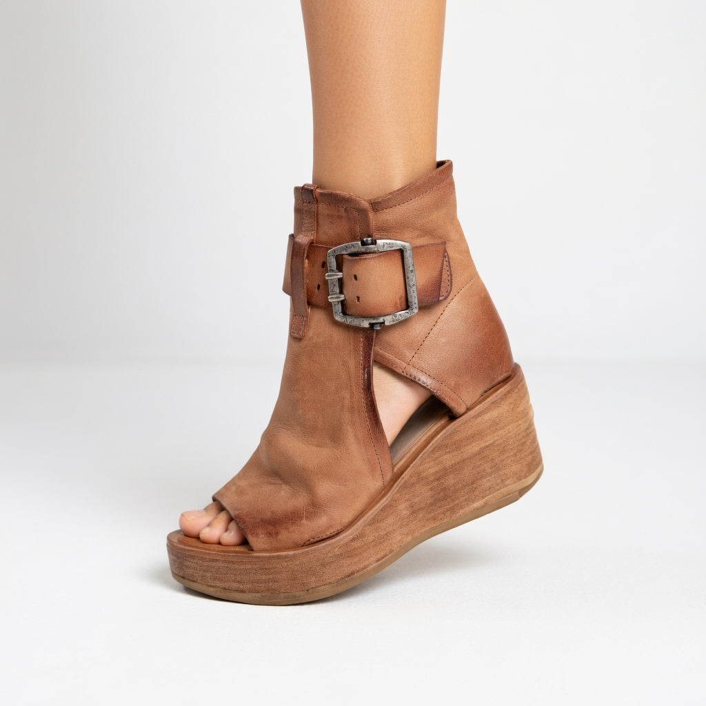Sofía | Contemporary Open-Toe Wedge Ankle Boots