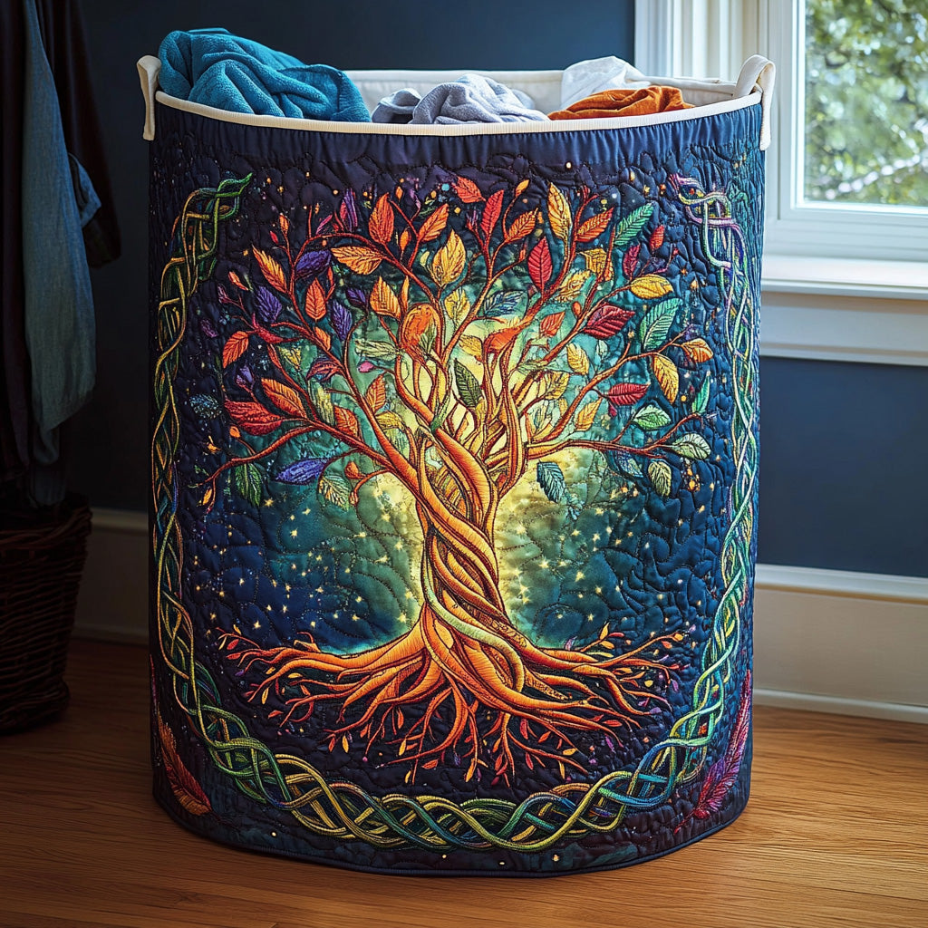 Handcrafted Laundry Basket - Tree of Life Design