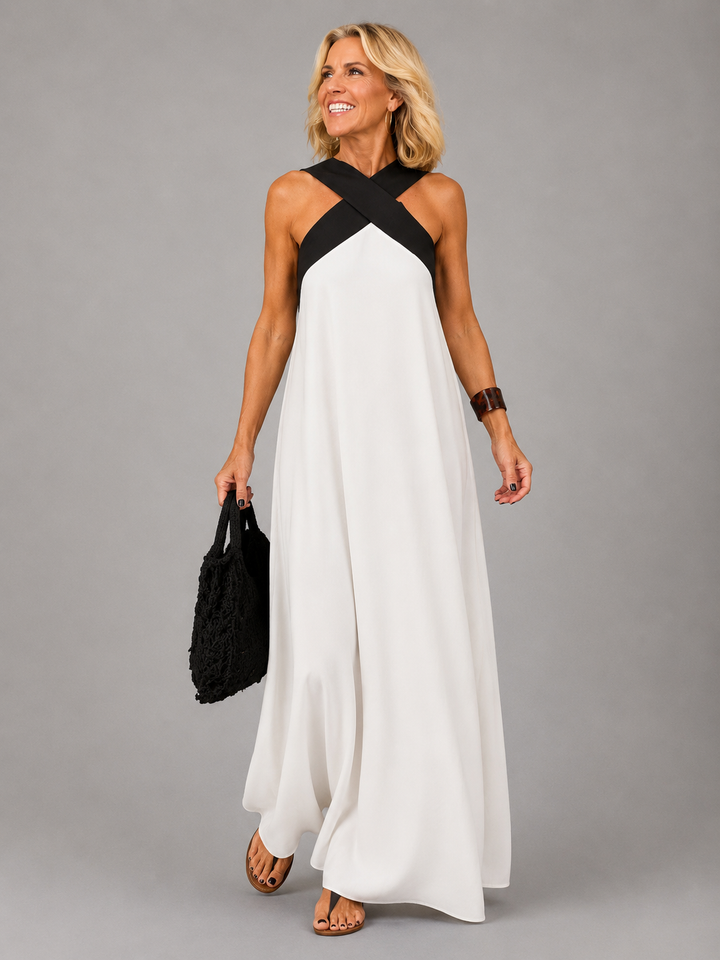 Velora™ | Elegant Cross-Design Maxi Dress